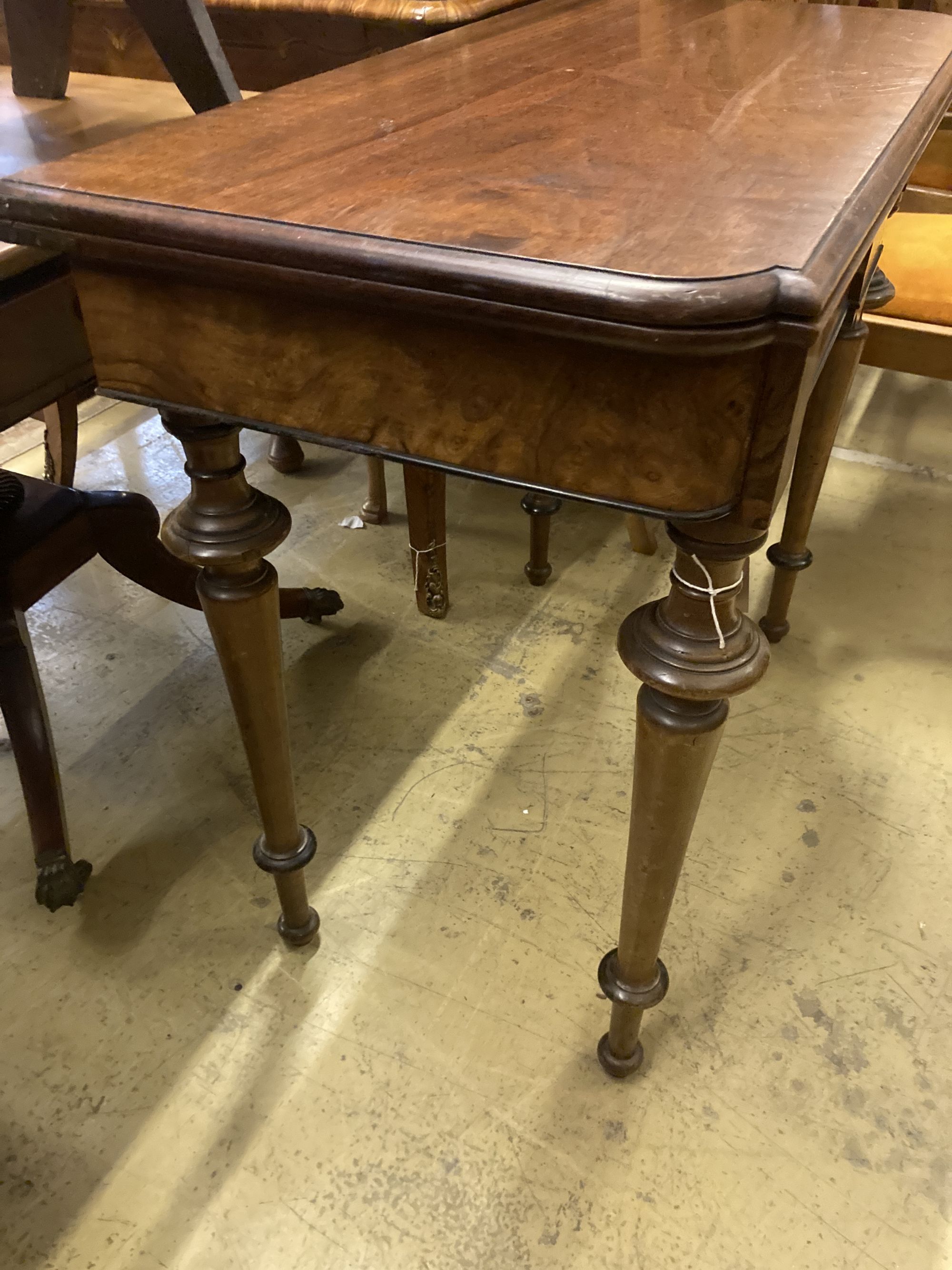 A 19th century Swedish walnut folding tea table, width 92cm, depth 46cm, height 78cm